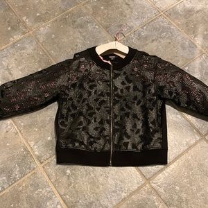 DKNY preforeted leather like bomber jacket